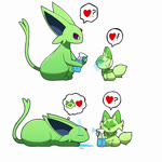 ^_^ ambiguous_gender blue_inner_ear bottle container daww duo emphatic_heart exclamation_point eyes_closed facial_markings facial_tuft forehead_gem forked_tail fur gem green_body green_fur green_markings happy head_markings heart_reaction heart_symbol holding_bottle holding_container holding_object larger_ambiguous lying markings mental_pictographics monotone_body monotone_fur on_front open_mouth open_smile pupils purple_eyes quadruped question_mark questioning_heart red_gem simple_background sitting size_difference smaller_ambiguous smile speech_bubble spray_bottle tail thought_bubble tuft unusual_anatomy unusual_tail water white_background white_pupils tontaro nintendo pokemon eeveelution espeon felid generation_2_pokemon generation_9_pokemon mammal pokemon_(species) shiny_pokemon sprigatito 1:1 2022 2d_animation animated cel_shading digital_media_(artwork) frame_by_frame no_sound pictographics shaded short_playtime simple_shading webm