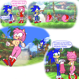 blue_body blue_fur blue_hair blush boots breasts clothed clothing covering dress duo female footwear fur genitals gloves green_eyes hair handwear humanoid_genitalia humanoid_vulva innie_vulva male nipples nude pink_body pink_fur pink_hair red_clothing red_dress rolling shoes simple_background spin_dash text torn_clothing vulva dorianbaeza3 sega sonic_the_hedgehog_(series) amy_rose sonic_the_hedgehog eulipotyphlan hedgehog humanoid mammal 1:1 comic english_text hi_res