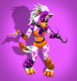 3_toes 4_fingers anthro arm_warmers armwear belt black_sclera bottomwear bow_tie checkered checkered_arm_warmers checkered_armwear checkered_clothing checkered_leg_warmers claws clothing collar crop_top ear_piercing ear_ring feet female fingerless_gloves fingers gesture glistening glistening_body gloves hair hand_gesture handwear heart_(marking) hook hook_hand hotpants leg_warmers legwear long_hair looking_at_viewer machine markings midriff orange_bottomwear orange_clothing orange_shirt orange_shorts orange_topwear pattern_arm_warmers pattern_armwear pattern_clothing pattern_leg_warmers pattern_legwear piercing purple_background purple_bow_tie purple_claws purple_clothing purple_eyelids purple_fingerless_gloves purple_gloves purple_handwear raised_finger raised_index_finger ring_piercing shadow shirt shorts shoulder_pads simple_background solo standing striped_arm_warmers striped_armwear striped_clothing striped_leg_warmers striped_legwear stripes studded_belt studded_collar studs tail toes topwear white_body white_eyes white_hair zelyonka five_nights_at_freddy's five_nights_at_freddy's:_security_breach five_nights_at_freddy's_world scottgames steel_wool_studios lolbit_(fnaf) animatronic canid canine canis mammal robot robot_anthro wolf 2026 3d_(artwork) digital_media_(artwork) full-length_portrait hi_res portrait source_filmmaker_(artwork)