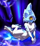 2015 alternate_species bergmite bergmite_(elpatrixf) blue_nipples breasts elemental_creature elemental_humanoid elpatrixf female generation_6_pokemon genitals humanoid humanoidized ice ice_creature ice_humanoid looking_at_viewer mineral_fauna mineral_humanoid navel nintendo nipples not_furry nude pokemon pokemon_(species) pokemorph pussy small_breasts solo white_body yellow_eyes yellow_sclera