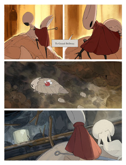 4_eyes ambiguous_gender anthro biped black_body black_eyes cloak clothing detailed_background dialogue duo duo_focus empty_eyes eyes_closed female female_anthro female_humanoid feral grey_body group hornet's_needle mouthless multi_eye red_cloak red_clothing riding size_difference speech_bubble talking_to_another text unconscious white_body darkdog hollow_knight:_silksong hollow_knight_(franchise) team_cherry bell_beast hornet_(hollow_knight) lace_(hollow_knight:_silksong) arthropod bell_beast_(species) humanoid 2025 absurd_res comic digital_drawing_(artwork) digital_media_(artwork) english_text hi_res female_(lore) mother_(lore) mother_and_child_(lore) parent_(lore) parent_and_child_(lore)