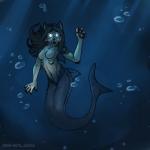 anthro breasts featureless_breasts female glowing glowing_eyes looking_at_viewer non-mammal_breasts nude solo underwater water bishkah291ax48 canid canine fish hybrid mammal marine shark 1:1 digital_media_(artwork) shaded