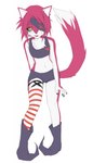 alternative_fashion anthro bottomwear bra clothing eye_patch eyewear female footwear fur hair humanoid_face kemono legwear multicolored_clothing multicolored_legwear multicolored_thigh_highs navel pattern_clothing pattern_legwear pattern_thigh_highs pink_body pink_fur pink_hair pink_tail pointy_shoes purple_bottomwear purple_clothing purple_eye_patch purple_eyewear purple_footwear purple_shoes purple_shorts red_clothing red_legwear red_thigh_highs shoes shorts simple_background solo sports_bra striped_clothing striped_legwear striped_thigh_highs stripes tail thigh_highs two_tone_clothing two_tone_legwear two_tone_tail two_tone_thigh_highs underwear white_background white_body white_clothing white_fur white_inner_ear white_legwear white_thigh_highs yellow_eyes rofortyseven canid canine fox mammal 2020 digital_media_(artwork) full-length_portrait hi_res portrait