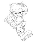 5_toes anthro bedroom_eyes boots clothing feet female foot_focus footwear humanoid_feet narrowed_eyes one_boot_on one_shoe_on plantigrade seductive shoes soles solo toes deepcreases sega sonic_the_hedgehog_(series) amy_rose eulipotyphlan hedgehog mammal 2023 hi_res monochrome sketch