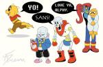 anthro armless bell_necklace blush bone canon_couple clothing eating eye_patch eyewear female female/female food glasses group hair kissing male running skeleton absolutedream undertale undertale_(series) alphys monster_kid papyrus_(undertale) sans_(undertale) undyne animated_skeleton fish humanoid lizard marine reptile scalie undead 2017 animated short_playtime