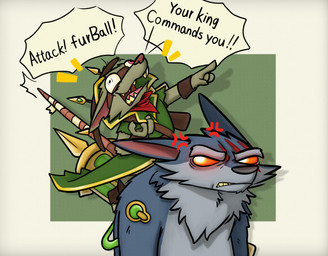 angry annoyed anthro bandage bandaged_tail buckteeth carrying_another claws clenched_teeth clothing cross-popping_vein dialogue duo eye_scar eyewear facial_scar fangs fur gesture goggles green_body green_fur hand_gesture handwear insane kerchief looking_at_another looking_at_partner looking_back male notched_ear open_mouth open_smile orange_sclera piggyback pivoted_ears pointing rat_tail red_eyes scar sharp_teeth simple_background sleeveless_clothing smile solo tail tail_wraps teeth text tongue weapon white_background wraps benteem1 league_of_legends mythology riot_games tencent twitch_(lol) warwick_(lol) canid canine canis mammal murid murine mythological_canine mythological_creature rat rodent werecanid werecanine werecreature werewolf wolf 2025 2026 english_text