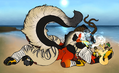 beach duo extreme_size_difference frost_breath holding_another ice logo lying macro male micro sand size_difference wales water yonnixart centignoll_(demon1forestrp) meillion_heulwen_(sandwichmilf) arthropod centipede gnoll gulonine hybrid hyena mammal marten mustelid musteline myriapod pine_marten absurd_res artist_logo hi_res nonbinary_(lore) xenogender_(lore)