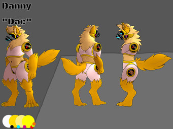 4_fingers 4_toes anthro armor_plates claws feet fingers fluffy fluffy_tail fur furry_ears grey_background happy machine male mane musical_note musical_symbol orange_body orange_fur paws simple_background solo standing symbol tail toes white_body unknown_artist danny_dac_(sanaidemonlord) protogen 2025 4:3 absurd_res digital_media_(artwork) hi_res