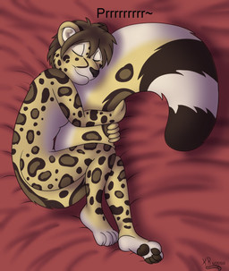4_toes 5_fingers anthro bed eyes_closed feet fingers fluffy fluffy_tail fur furniture grey_body grey_fur hindpaw humanoid_hands lying male markings multicolored_body multicolored_fur nude on_bed on_side pawpads paws purring sleeping solo spots spotted_body spotted_fur tail tail_hug tasteful_nudity toes two_tone_body two_tone_fur white_body white_fur yellow_body yellow_fur kanrod_stavoyan korben_brandis cheetah felid feline hybrid leopard mammal pantherine snow_leopard 2020 digital_media_(artwork) hi_res signature
