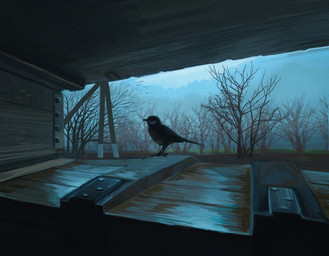 amazing_background ambiguous_feral ambiguous_gender black_body black_feathers cloud detailed_background feathers feral forest inside multicolored_body plant power_line_pole realistic solo tree unsigned white_body white_feathers wooden_box yellow_body yellow_feathers ulolin avian bird oscine passerine tit_(bird) 2023 better_version_at_source colored_sketch dark_theme detailed russian_description sketch translated_description