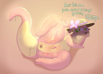 anus bodily_fluids clitoris dialogue female genital_fluids genitals green_eyes inviting lying messy on_side pink_body pink_bow raised_leg raised_tail slime solo summer_hat sweat tail text thick_tail vaginal_fluids vulva twelve_steps nintendo pokemon generation_6_pokemon goodra pokemon_(species) 2025 absurd_res digital_media_(artwork) english_text hi_res krita_(artwork)