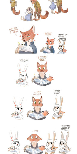 anthro arm_grab belly big_belly bodily_fluids bottomwear breathing bridal_carry carrying_another clothing dress duo female fur green_eyes grey_body grey_fur hand_on_belly hat headgear headwear heart_symbol long_ears love male necktie neonate nurse nurse_clothing nurse_hat nurse_headwear orange_body orange_fur pacifier pants pregnant proud purple_eyes romantic romantic_couple shirt sitting size_difference smile standing sweat teeth text topwear worried young yuuba disney zootopia judy_hopps nick_wilde canid canine fox lagomorph leporid mammal rabbit red_fox true_fox absurd_res english_text hi_res multiple_scenes sibling_(lore)