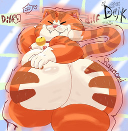 anthro bell bell_collar belly big_belly big_breasts big_butt breasts butt collar collar_only fangs fur huge_belly huge_breasts huge_butt looking_at_viewer lying male markings mature_male nipples nude obese on_back orange_body orange_fur overweight pink_nipples rear_view simple_background smile solo striped_body striped_markings striped_tail stripes tail tail_markings teeth text ugly-rat15508 raymond_(ugly-rat15508) domestic_cat felid feline felis mammal tabby_cat english_text