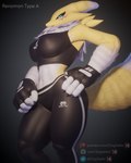 anthro blue_eyes bottomwear bra claws clothing female finger_claws fingerless_gloves fluffy fluffy_tail fur gloves handwear looking_at_viewer pants simple_background solo sports_bra tail text tight_clothing underwear yellow_body yellow_fur yoga_pants dogzeela dogzeela_(modeler) bandai_namco digimon canid digimon_(species) mammal renamon 3d_(artwork) 4:5 digital_media_(artwork) hi_res url