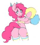 anthro anthrofied butt cheerleader clothed clothing cutie_mark dancing female footwear hair legwear looking_at_viewer looking_back partially_clothed pink_body pink_hair pink_skin pom_poms shaking_butt simple_background smile socks solo stockings thigh_highs white_background tolsticot friendship_is_magic hasbro my_little_pony pinkie_pie_(mlp) equid mammal 2017 2d_animation animated frame_by_frame low_res short_playtime