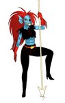 abs anthro eye_patch eyewear female hair long_hair melee_weapon polearm scar solo spear weapon anarchy_puppet undyne_(underfell) fish humanoid marine absurd_res hi_res