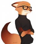 alternative_fashion anthro beatnik clothed clothing eyewear glasses happy hipster inner_ear_fluff male smile solo sweater topwear tuft jinial disney zootopia nick_wilde canid canine fox mammal red_fox true_fox signature