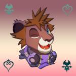 blue_eyes clothed clothing electronics headphones looking_at_viewer simple_background solo persegan disney kingdom_hearts square_enix lion_sora sora_(kingdom_hearts) felid lion mammal pantherine 1:1