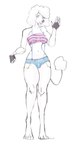 anthro bottomwear breasts bulge clothed clothing fingerless_gloves fingers fully_clothed fur gloves gynomorph handwear intersex navel shorts suspenders white_body white_fur cressalias canid canine canis domestic_dog mammal poodle 2024 absurd_res digital_media_(artwork) hi_res