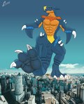 absurd_res city dragon footprint fury_(disambiguation) garchomp generation_4_pokemon hi_res humanoid laide macro male mythological_creature mythological_scalie mythology nintendo paws pokemon pokemon_(species) rampage scalie solo stomping