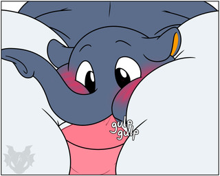ambiguous_gender anthro back_rolls between_breasts big_breasts blush border breast_squish breasts cheek_bulge drinking duo faceless_character faceless_female female female/ambiguous huge_breasts hyper hyper_breasts obese obese_anthro onomatopoeia overweight overweight_anthro pitcher proboscis_(anatomy) sound_effects squish text trunk_(anatomy) white_border jouigidragon animal_crossing nintendo dizzy_(animal_crossing) opal_(animal_crossing) elephant elephantid mammal proboscidean 2022 5:4 hi_res watermark male_(lore)
