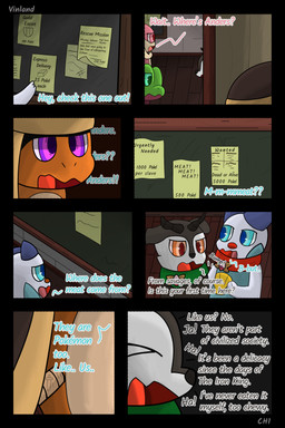 anthro badge book cloth dialogue fantasy fire freckled_face freckles semi-anthro speech_bubble text vinland nintendo pokemon pokemon_mystery_dungeon spike_chunsoft anders_(infinitydoom) ano_(vinland) sebastian_(infinitydoom) audino charmander generation_1_pokemon generation_3_pokemon generation_5_pokemon generation_6_pokemon oshawott pokemon_(species) skiddo treecko 2:3 absurd_res comic english_text hi_res story