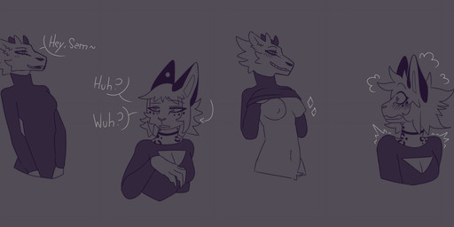 anthro bangs blush blush_lines breasts cleavage_cutout clothed clothing cutout dialogue duo female female/female flashing flashing_breasts flustered hair nipples open_mouth pulling_shirt_up questionable_consent side_bangs simple_background speech_bubble sweater text topwear turtleneck pantheggon mythology ivory_(pantheggon) sam_(gfyguy) canid canid_demon canine canis demon felid fox hellhound hybrid mammal mythological_canine mythological_creature pantherine snow_leopard wolf 2026 comic digital_drawing_(artwork) digital_media_(artwork) english_text hi_res