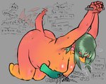 bent_over big_breasts breasts green_hair gynomorph hair intersex nipples overweight solo tail tail_motion tailwag thecore34 2c_all_kinds_of_slopes mango_(core34) avatar_(core34) humanoid tailed_humanoid absurd_res hi_res