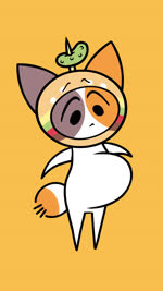 :3 ambiguous_gender anthro big_ears big_eyes clothing daww dog_toy duo female feral floppy_ears fluffy fluffy_tail food headgear headwear hug mottled overweight overweight_anthro overweight_female pawpads paws pickle_(food) piebald potbelly quadruped simple_background simple_coloring simple_eyes simple_face simple_nose smile speech_bubble squeaky_toy tail talking_to_another text uplifting yellow_background kyrakupetsky chikn_nuggit cheezborger_(chikn_nuggit) chikn_nuggit_(chikn_nuggit) calico_cat canid canine canis domestic_cat domestic_dog felid feline felis mammal 2020 9:16 animated digital_media_(artwork) english_text hi_res short_playtime sound voice_acted webm