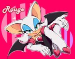 anthro breasts clothing eyeshadow female footwear gloves green_eyes handwear heart_symbol lipstick makeup membrane_(anatomy) membranous_wings solo wings sonicaimblu19 sega sonic_the_hedgehog_(series) rouge_the_bat bat mammal 2019 hi_res