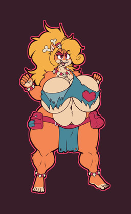 anthro belly belt big_belly big_breasts bone bottomwear breasts claws clothing eyebrows fangs female huge_breasts jewelry loincloth messy necklace pouch_(clothing) pouches raised_eyebrow skull skull_accessory solo teeth thick_thighs toe_claws tooth_anklet tooth_bracelet tooth_necklace torn_clothing under_boob darksheep46 activision crash_bandicoot_(series) coco_bandicoot bandicoot mammal marsupial hi_res