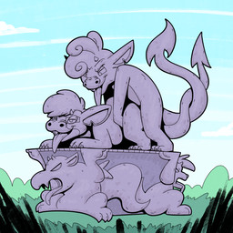 anthro buckteeth cloud dais entwined_tails from_behind_position grass group inanimate_transformation mating_grip mounting petrification plant sculpture sex sharp_teeth sky statue statuefication tail tail_coil tails_touching teeth tongue transformation respecies dez_(ashura43) krysto2012 trevor-fox_(character) gargoyle 1:1 hi_res