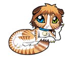 ambiguous_gender anthro bell bell_collar blue_eyes brown_hair claws collar collar_only floppy_ears fur green_eyes hair heterochromia kemono nude smile solo striped_body striped_fur stripes tail whiskers alunka domestic_cat felid feline felis mammal tabby_cat