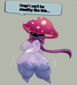 areola back_boob big_butt black_face blue_body breasts butt dialogue empty_eyes eyebrows female fungus grey_background hand_on_butt hand_on_own_butt looking_at_butt looking_at_own_butt looking_back looking_back_at_self motion_lines multicolored_body mushroom_cap nipples not_furry nude nude_female nude_humanoid pink_eyebrows pink_eyes purple_areola purple_body purple_nipples purple_scarf rear_view scarf shortstack shortstack_female simple_background solo speech_bubble text thick_thighs two_tone_body mapuliart electronic_arts plants_vs._zombies plants_vs._zombies_heroes popcap_games nightcap_(pvz) elemental_creature elemental_humanoid fungi_fauna fungi_humanoid humanoid 2026 colored digital_media_(artwork) english_text shaded