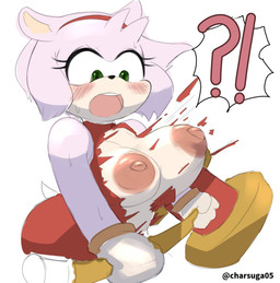 accessory anthro areola big_areola big_breasts blush bracelet breasts clothing eyelashes female gloves green_eyes hair_accessory hairband hammer handwear inverted_nipples jewelry nipples puffy_nipples shocked solo tail tools torn_clothing charsuga05 sega sonic_the_hedgehog_(series) amy_rose eulipotyphlan hedgehog mammal hi_res