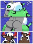 anthro big_breasts breasts duo female female/female green_nipples green_udders hose hose_in_pussy hose_inflation inflation milk_machine nipples suction_cup teats udders vlea bandai_namco digimon digiwolx_(character) mocha_(vglaceon) vlea_(vglaceon) bovid bovine cattle digimon_(species) human mammal renamon absurd_res hi_res