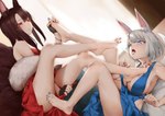 asian_clothing bed canine_ears clothed clothing duo east_asian_clothing feet female female/female fox_ears furniture japanese_clothing kimono oshin0 azur_lane akagi_(azur_lane) kaga_(azur_lane) animal_humanoid humanoid hi_res