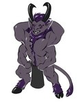 4_arms 4_pecs 6_eyes anthro chibi flexing grin holidays hooves horn male multi_arm multi_eye multi_limb multi_pecs muscular muscular_male pecs smile solo nightarm christmas corinoch krampus bovid caprine caprine_demon demon goat_demon mammal