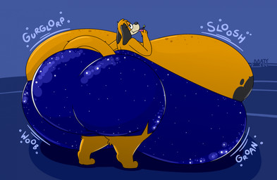 anthro areola areola_slip big_breasts big_butt black_ears blue_clothing blue_dress breasts butt clothing container cup dress drinking drinking_glass eyelashes female freckled_face freckles glass glass_container glass_cup huge_breasts huge_butt hyper hyper_breasts hyper_butt long_ears looking_at_viewer looking_back looking_back_at_viewer narrowed_eyes orange_body orange_tail raised_tail rear_view sloshing_breasts solo sound_effects standing tail thick_thighs wine_glass mattthetooncat duck_hunt nintendo duck_hunt_dog canid canine canis domestic_dog mammal 2024 digital_drawing_(artwork) digital_media_(artwork) hi_res signature