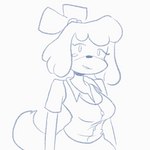 anthro big_breasts breasts breathing clothing exposed_breasts female solo surprise wardrobe_malfunction bbravaa animal_crossing nintendo isabelle_(animal_crossing) canid canine canis domestic_dog mammal shih_tzu toy_dog 1:1 animated short_playtime