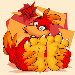 3_fingers 3_toes avian_feet barefoot beak biped butt claws confusion exclamation_point exercise eyebrows eyelashes feather_hair feather_hands feather_tuft feathered_wings feathers feet female feral fingers foot_focus foot_grab foreshortening front_view green_eyes hair head_tuft holding_feet looking_at_viewer multicolored_hair orange_hair pseudo_hair question_mark raised_eyebrow red_hair simple_background sitting soles solo spread_toes stretching tail tail_feathers tail_tuft talons teasing thick_eyebrows tickling tickling_feet toe_claws toes tuft two_tone_hair wings workout artisticburr_(artist) banjo-kazooie rareware kazooie avian bird breegull 1:1 2021 digital_drawing_(artwork) digital_media_(artwork) signature