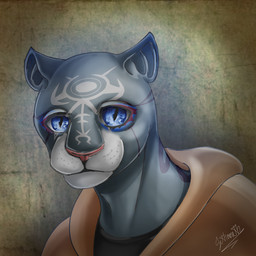 anthro blue_eyes fur grey_body grey_fur male pupils slit_pupils solo sethmetparriere lifewonders felid feline leopard mammal pantherine 1:1 bust_portrait icon portrait