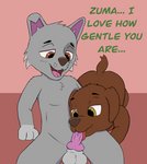 animal_genitalia animal_penis anthro anthro_on_anthro anthro_penetrated anthro_penetrating anthro_penetrating_anthro balls brown_body brown_fur canine_genitalia canine_penis duo erection fellatio fur genitals grey_body grey_fur knot male male/male male_penetrated male_penetrating male_penetrating_male oral oral_penetration penetration penile penis sex shota text tongue tongue_out tongue_out_fellatio young young_anthro alonelyopossum paw_patrol rocky_(paw_patrol) zuma_(paw_patrol) bird_dog canid canine canis domestic_dog hunting_dog labrador mammal mixed_breed retriever hi_res