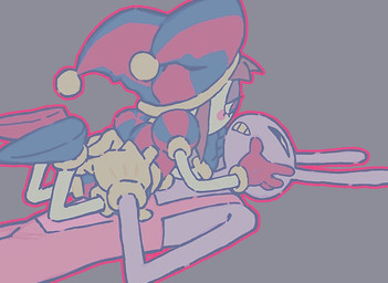 4_fingers anthro caressing caressing_face duo eye_contact female fingers half-closed_eyes hands_around_waist larger_male looking_at_another lying male narrowed_eyes on_back on_ground size_difference smaller_female tender waist_grab roboto_(artist) glitch_productions the_amazing_digital_circus jax_(tadc) pomni_(tadc) humanoid lagomorph leporid mammal rabbit