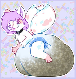 3_tails 3_toes 4_fingers ambiguous_gender anthro black_collar blue_markings blue_tail border clothed clothing collar diaper excessive_feces feces feet fingers fur glistening glistening_eyes gloves_(marking) hair hyper hyper_feces hyper_soiling leg_markings markings multi_tail on_one_leg orange_markings pooping purple_border purple_hair purple_inner_ear purple_nose side_view simple_background smile socks_(marking) soiled_diaper soiling soiling_diaper solo sprinkles standing tail tail_markings toes tongue tongue_out unclean_diaper used_diaper wearing_diaper wetness_indicator white_body white_fur law_azure kaycee_(squishykaycee) domestic_cat felid feline felis mammal 2022 full-length_portrait hi_res portrait