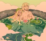 areola bathing bathing_together belly big_breasts blonde_hair blush bodily_fluids breasts breath cloud cobblestone duo female female/female hair humanoid_pointy_ears lily_pad long_hair not_furry nude plant pointy_ears pond sitting slightly_chubby slightly_chubby_human sweat sweatdrop tan_hair water mildough delicious_in_dungeon falin_touden marcille_donato elf human humanoid mammal 2024 digital_drawing_(artwork) digital_media_(artwork)