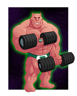 abs anthro big_muscles briefs clothing dumbbell exercise green_lantern_ring huge_muscles male muscular muscular_male pink_body pink_skin red_sclera ring solo underwear weightlifting weights workout gepredators dc_comics green_lantern_(series) kilowog alien hi_res