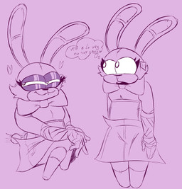 anthro bottomwear bow_tie clothing doll female heart_symbol pants smile solo text rabbit5gamer conelia_(rabbit5gamer) animate_inanimate lagomorph leporid living_doll mammal rabbit monochrome sketch spanish_text