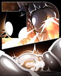 anthro black_body bodily_fluids butt cum exclamation_point female fingers genital_fluids motion_lines nude page_number penetration sex solo tentacle_penetration tentacle_sex tentacles text vaginal vaginal_penetration white_eyes jellli hollow_knight team_cherry hornet_(hollow_knight) arthropod 2024 4:5 artist_name comic digital_media_(artwork) english_text hi_res