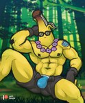 abs banana big_muscles blue_clothing blue_underwear bottomwear bulge clothed clothing eyewear food fruit gloves hand_behind_head handwear male muscular muscular_humanoid muscular_male navel not_furry open_bottomwear open_clothing open_shorts pecs plant shorts solo spread_legs spreading sunglasses topless underwear yellow_body yellow_skin gothdeepie epic_games fortnite peely elemental_creature elemental_humanoid flora_fauna food_creature food_humanoid fruit_humanoid humanoid living_fruit plant_humanoid 2024 absurd_res hi_res